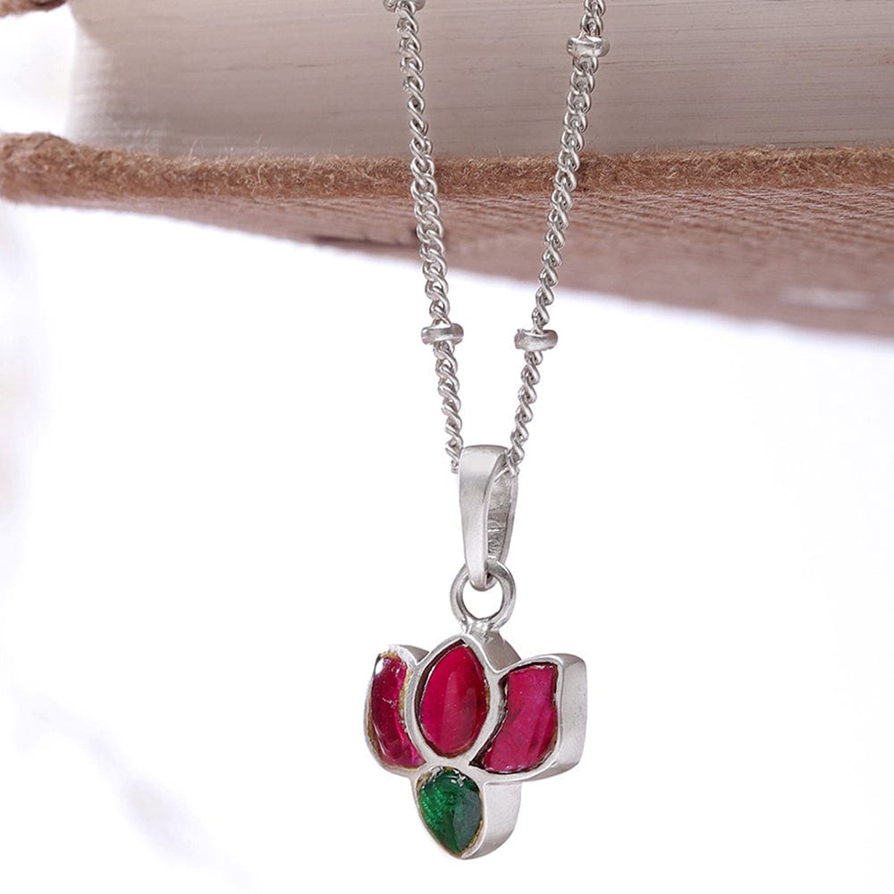 Silver Kundan Lotus Necklace – Unniyarcha