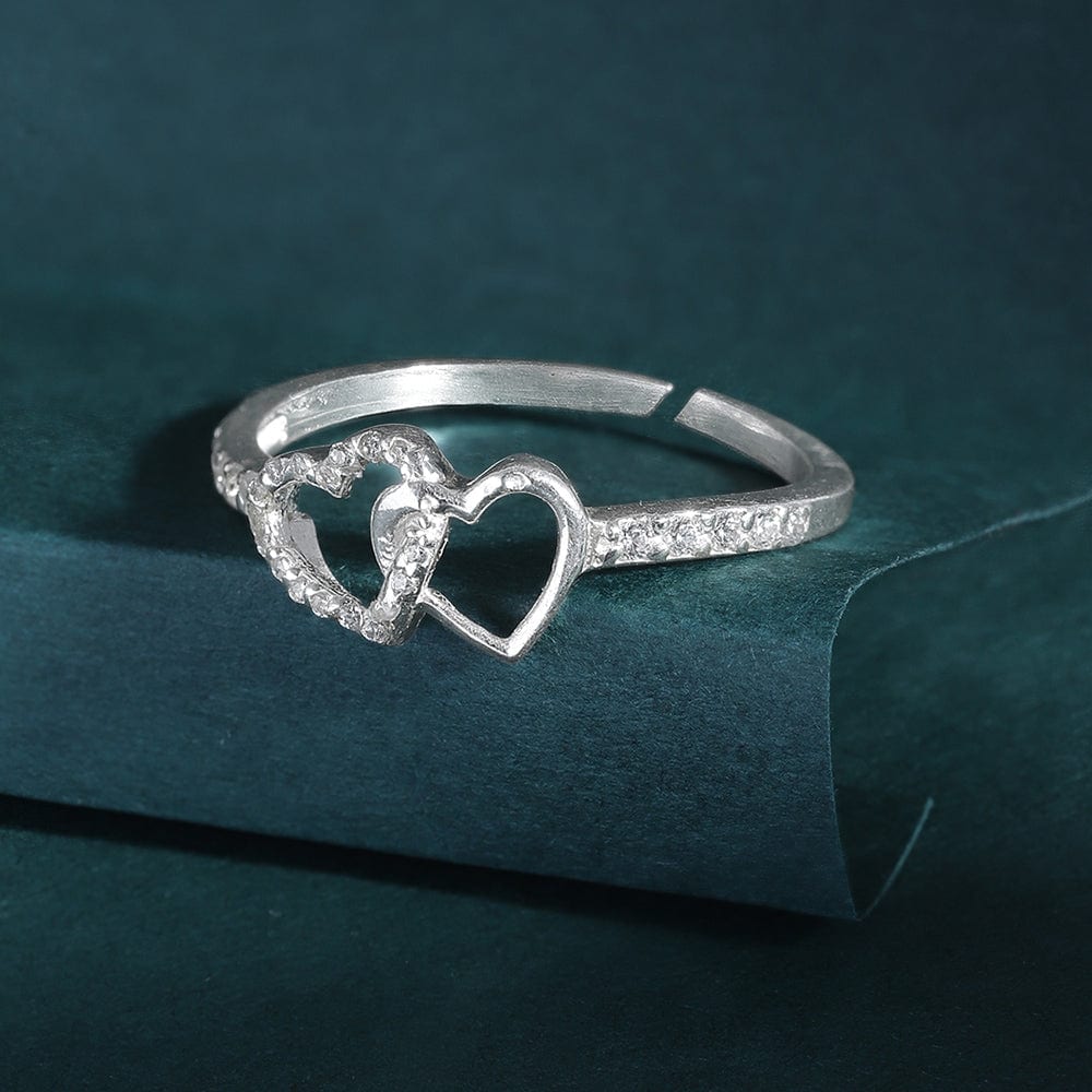 Silver Zircon Heart Ring – Unniyarcha