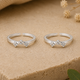 925 Silver Crown Beaded Adjustable Toe Rings