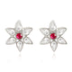 92.5 Silver White Kundan Flower Stud Earrings