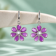 Silver 925 Violet Daisy Earrings