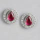 92.5 Silver Girdle Red Kundan Stud Earrings