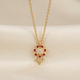 Pure Silver 24kt Gold Plated Ruby Flower Pendant Necklace