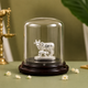 999 Silver Kamadhenu Cow and Calf Idol in Dome Casing