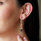 925 Pure Silver Gold-Plated Heirloom Sleek Pearl & Green Drop Earrings