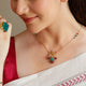 925 Pure Silver Elephant & Gemstone Floral Necklace