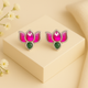 92.5 Silver Kundan Lotus Stud Earrings