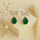 Silver Green Bow Earring