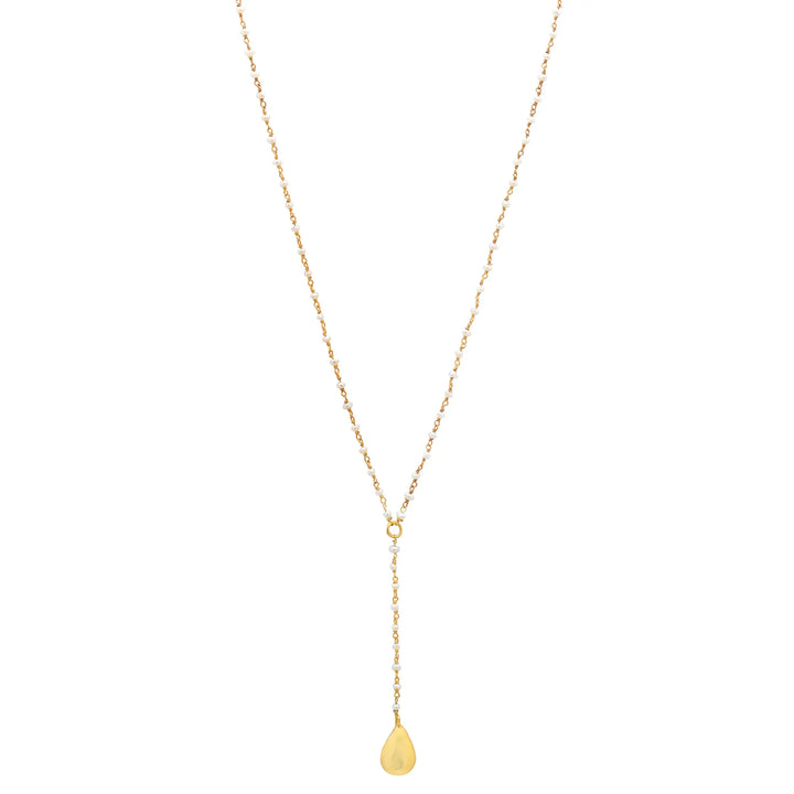 GOLDEN DROP SILVER PEARL NECKLACE