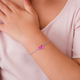 925 Silver Kids Kitty in Pink Enamel Bracelet