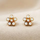 925 Pure Silver 24kt Gold Plated Kundan Floral Stud Earrings