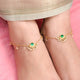92.5 Sterling Silver Green stone anklet