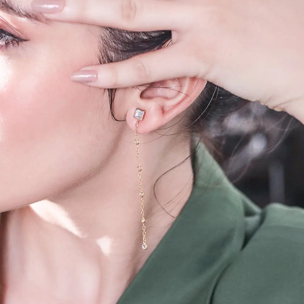 Dangle Chain Earrings Silver Long Chain Silver Earring – Unniyarcha