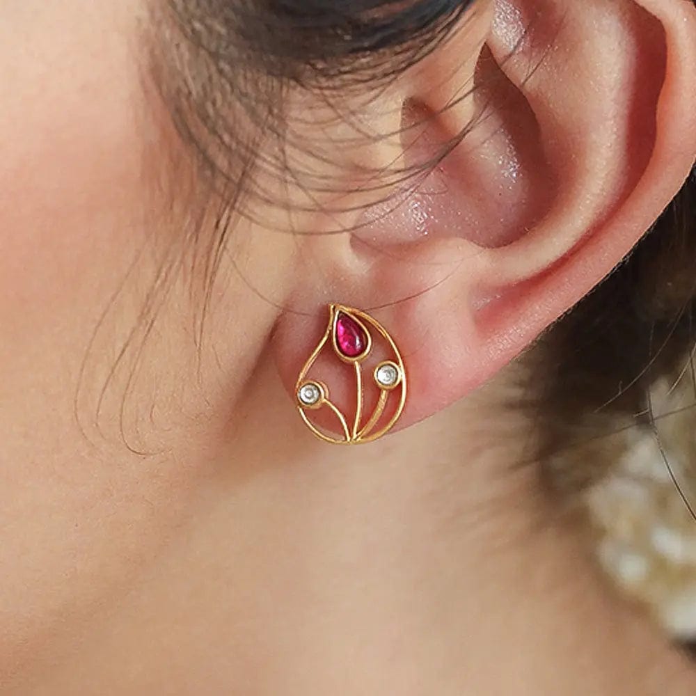 Red White Silver Aam Ras Stud Earring – Unniyarcha