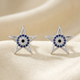 Celestial Guardian: Pure Silver Evil Eye Star Studs