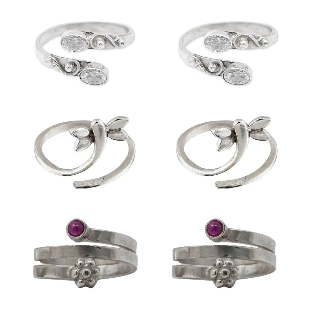 Buy Set Of Three Silver Toe Rings (7) Online Unniyarcha – Unniyarcha