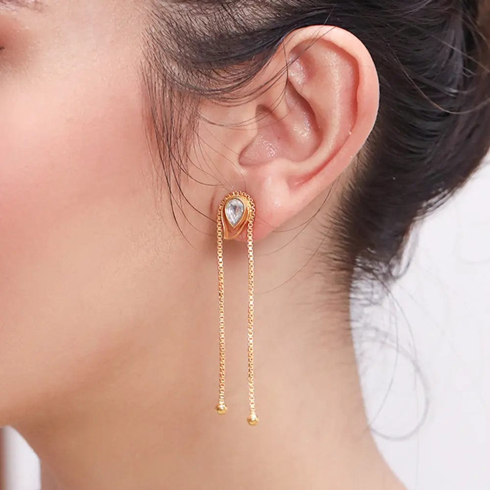 Silver Aam Ras With Chain Earring – Unniyarcha - Main Image