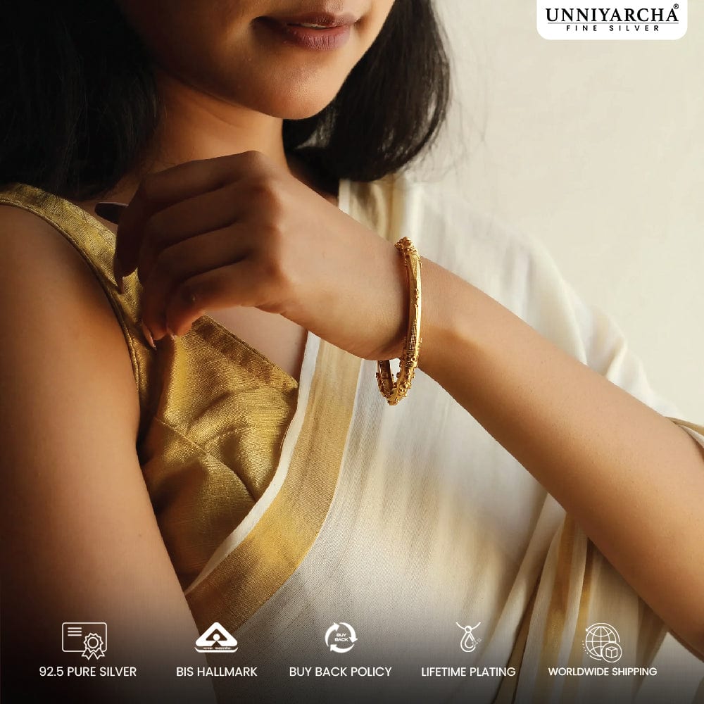 Buy Silver Classic Gold Plated Bangle(Single) Online Unniyarcha