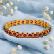 Silver gold plated red kempu bangle