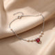 925 Pure Silver Delicate Pearl & Dangle Heart Anklet