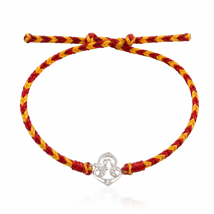 Pure 92.5 Tamil Om Silver Rakhi with Chandan Tilak Set