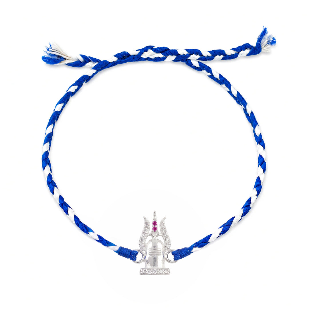Pure 92.5 Silver Shivling Trishul Rakhi with Chandan Tilak Set