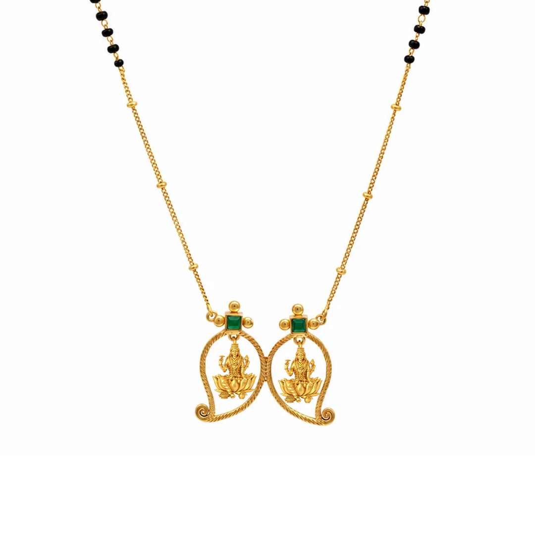 Unniyarcha 925 Silver Gold-Plated Manga Lakshmi Mangalsutra