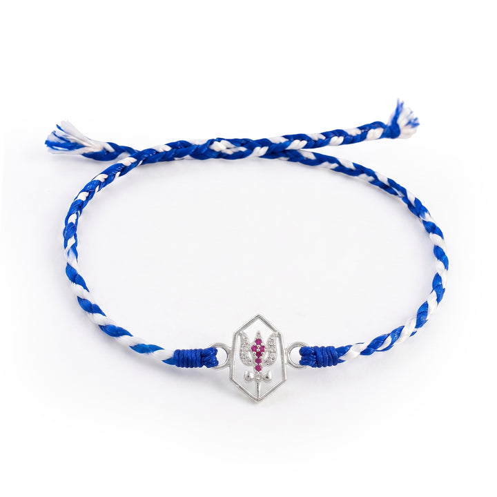 Pure 92.5 Silver Trishul Rakhi with Chandan Tilak Set