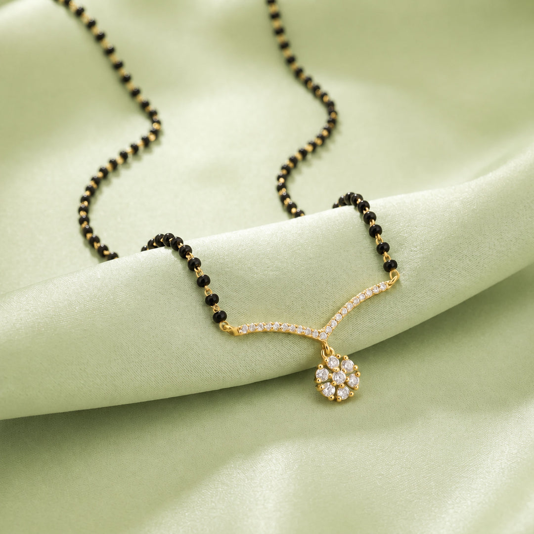 Unniyarcha 925 Pure Silver Saanjh Drop Mangalsutra