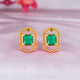 925 Silver Emerald Hexagon Stud Earrings