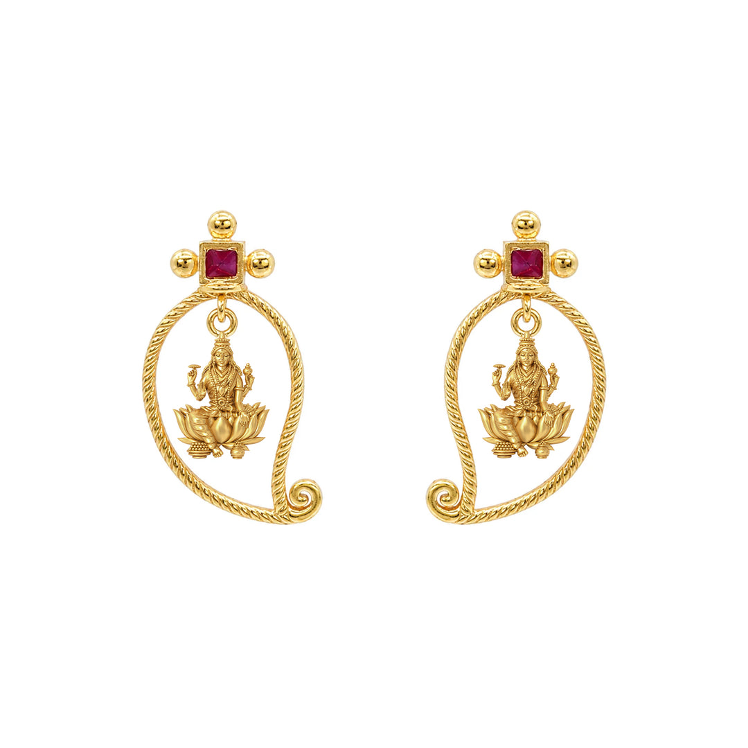 Unniyarcha 925 Silver Gold-Plated Manga Lakshmi Earrings