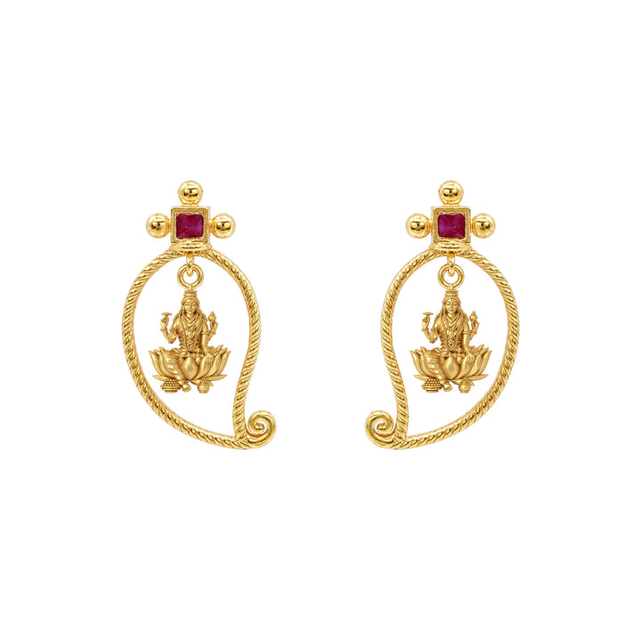 Unniyarcha 925 Silver Gold-Plated Manga Lakshmi Earrings