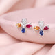925 Silver Multicolor Gemstone Floral Stud Earrings
