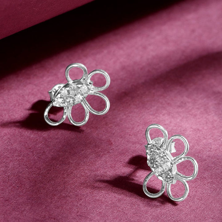 Radiant Silver Zircon Earrings