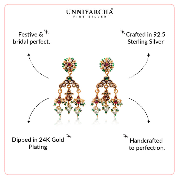 Silver 925 Floral Kalash Earrings
