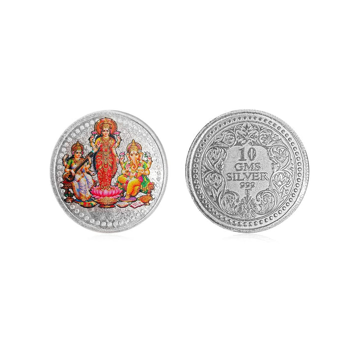 10 Gram 999 Pure Silver Coin - Lakshmi Saraswati Ganesha Color Print
