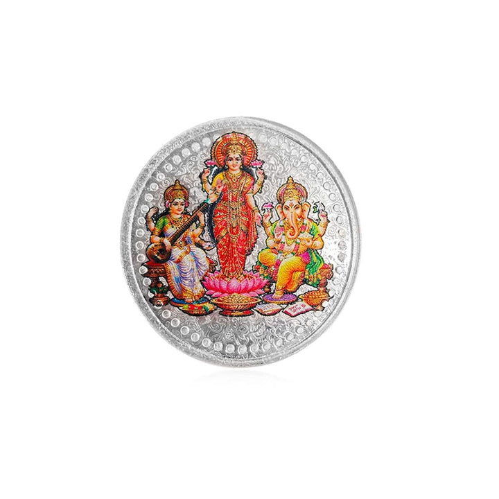 10 Gram 999 Pure Silver Coin - Lakshmi Saraswati Ganesha Color Print
