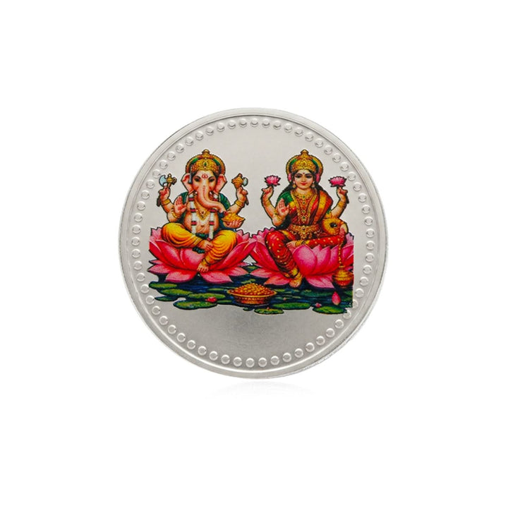 10 Gram 999 Pure Silver Coin Laxmi Ganesh Color Print