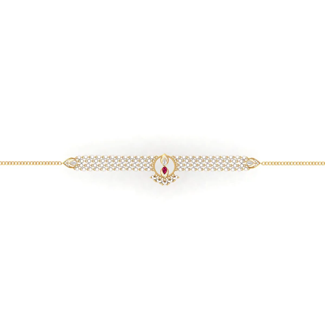 925 Pure Silver Gold-Plated Heirloom Pearl Choker Necklace