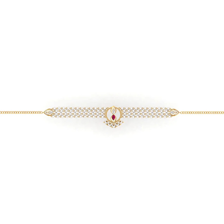 925 Pure Silver Gold-Plated Heirloom Pearl Choker Necklace