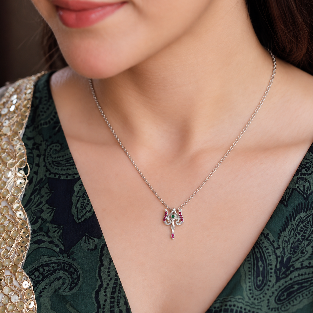 925 Sterling Silver Murugan Trishul Pendant