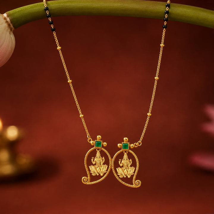 Unniyarcha 925 Silver Gold-Plated Manga Lakshmi Mangalsutra