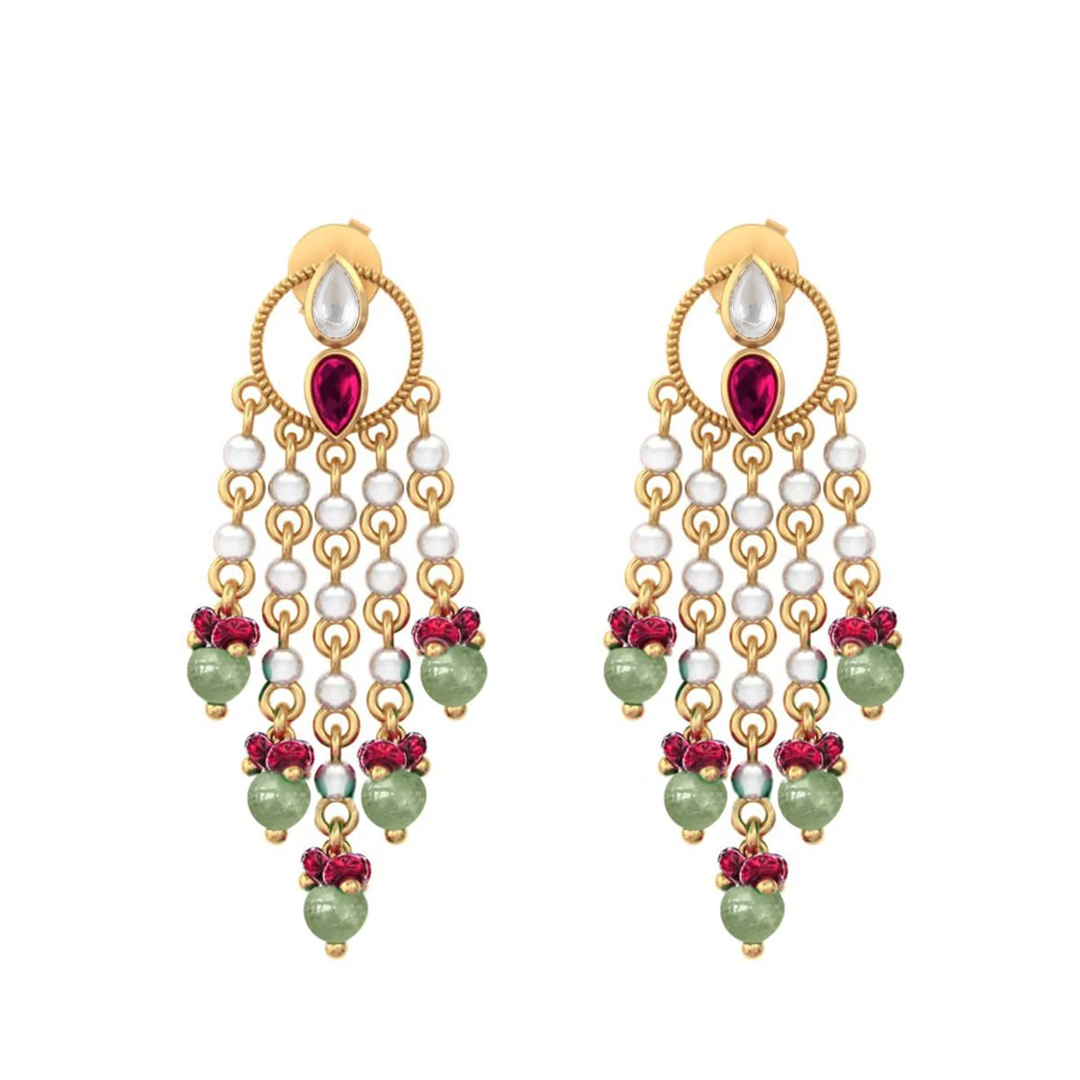 925 Pure Silver Gold-Plated Heirloom Festive Chandelier Earrings