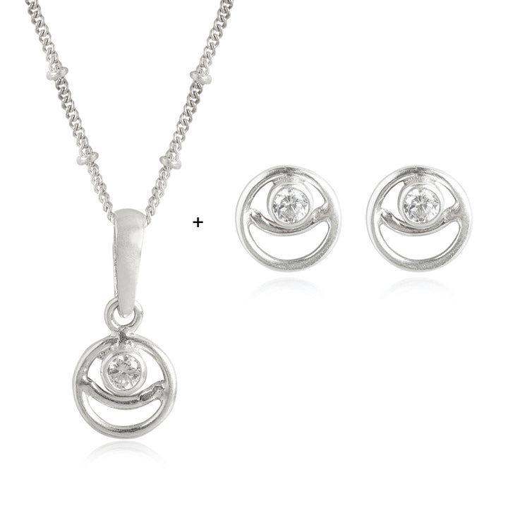92.5 Silver White Spiral Necklace
