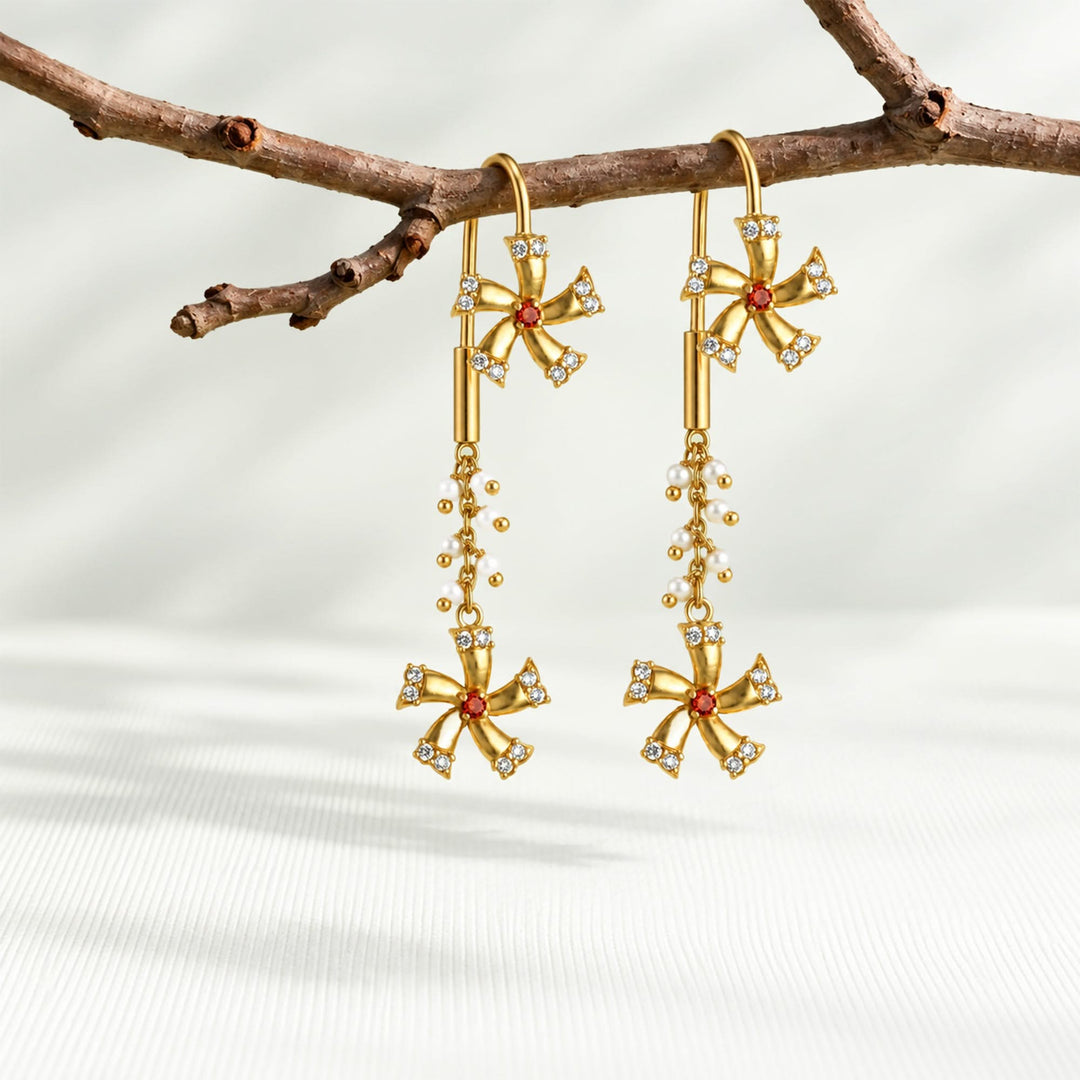 Silver Shiuli Flower Sui Dhaga Earrings