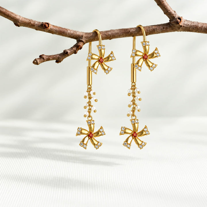 Silver Shiuli Flower Sui Dhaga Earrings