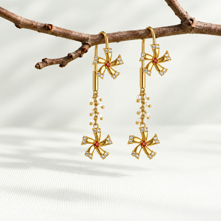 Silver Shiuli Flower Sui Dhaga Earrings