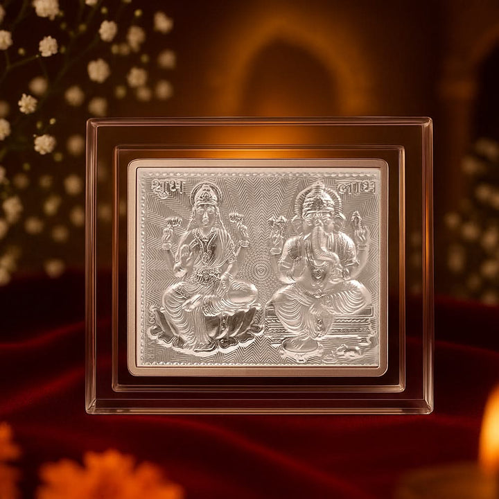 Sacred Pure 925 Silver Laxmi Ganesh Keepsake