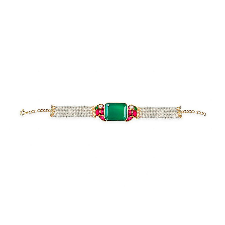 Mithu Emerald Charm Silver 24k Gold Plated Bracelet