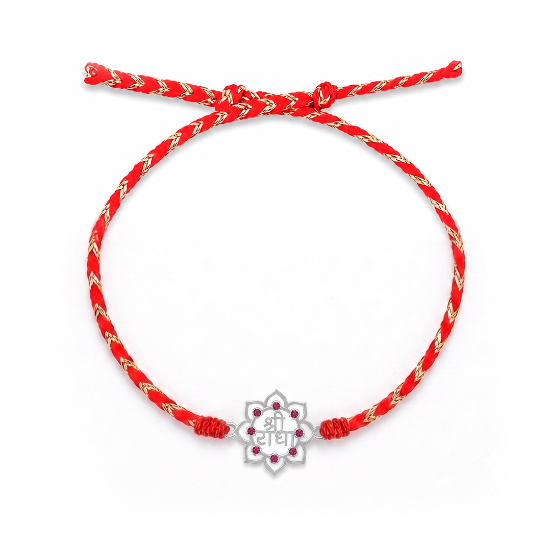Unniyarcha 925 Pure Silver Shree Radha Rakhi with Chandan Tilak set